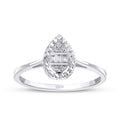 0,05 ct. Diamant Effekt Tropfen Baguette Ring