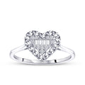0.10 ct. Diamant Baguette Herz Ring