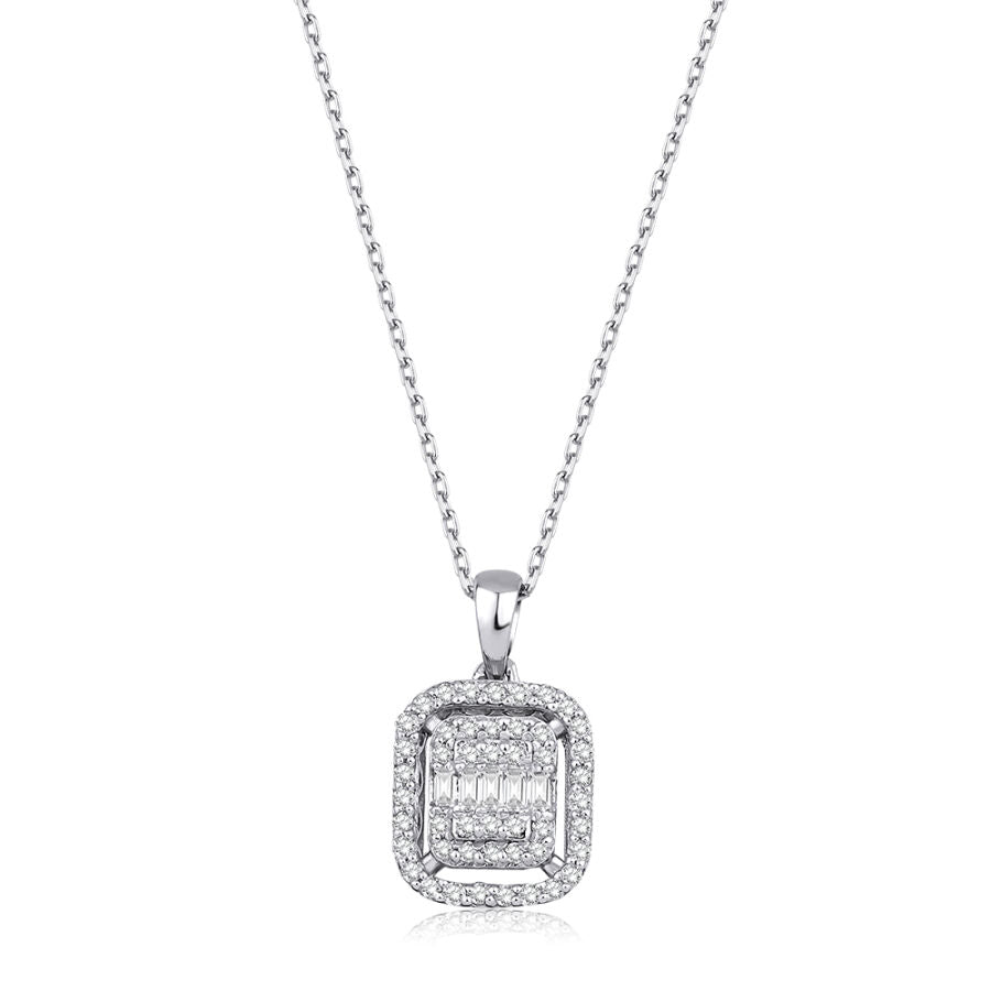 0.16 ct. Diamant Baguette Stein Halskette