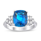 3,79 ct. Diamant Blauer Topas Ring