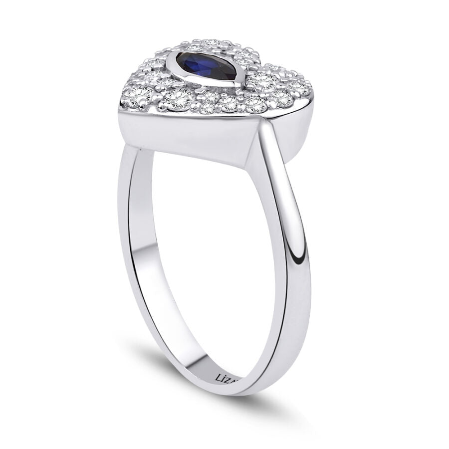 0.70 ct. Diamant Herz Saphir Ring