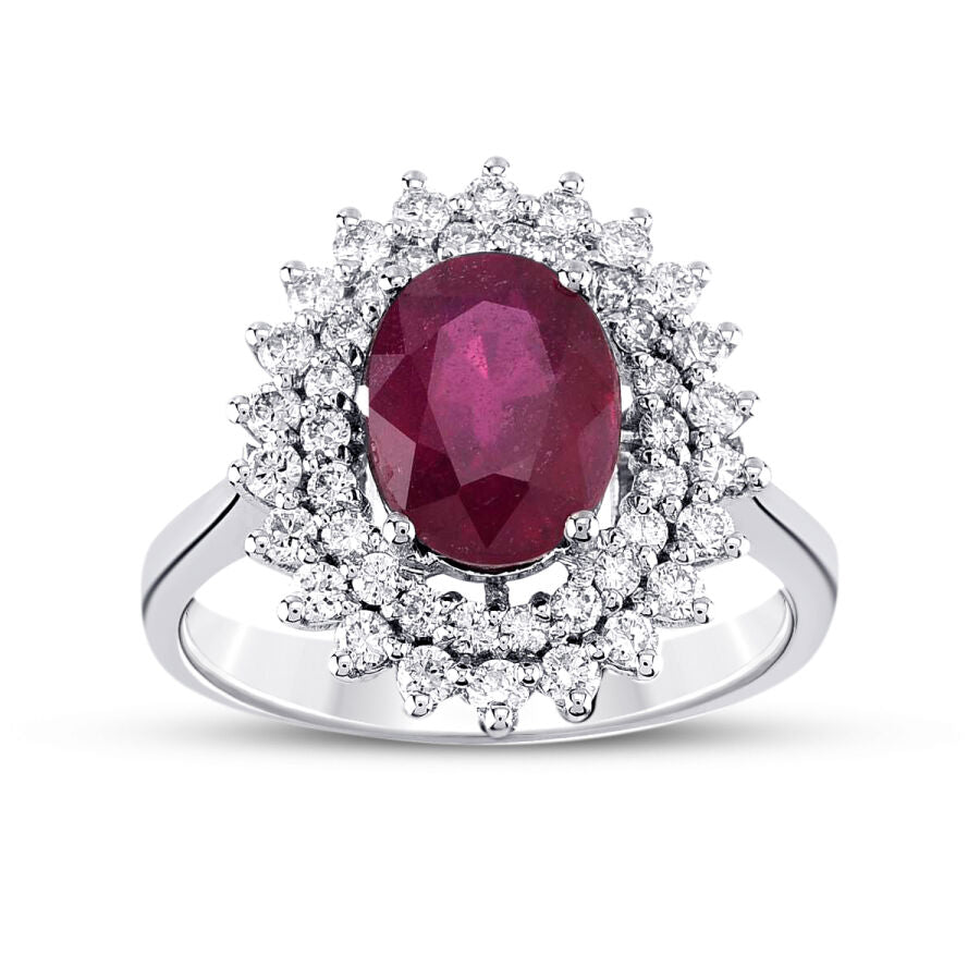 1.24 ct. Diamant Ovale Rubin Ring