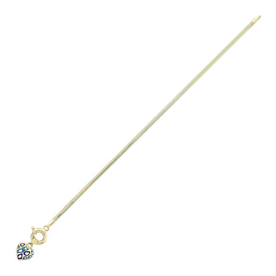 Fischgräten-Armband mit Herz-Charm aus Gold