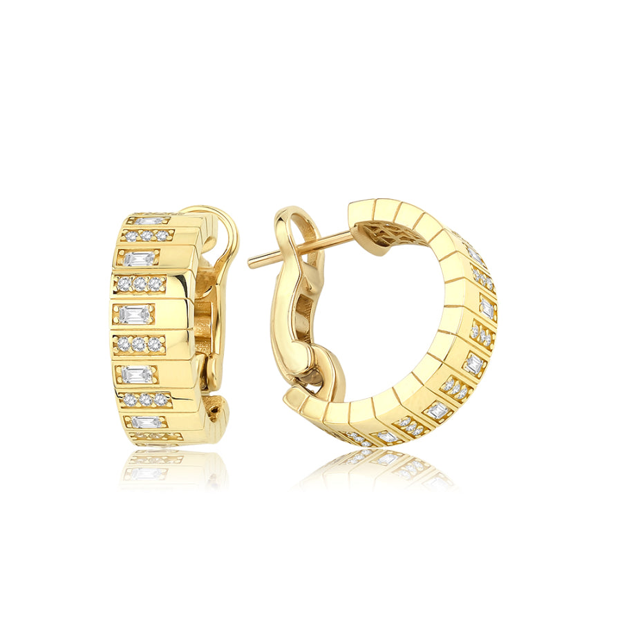 Gold Steinmuster Creolen Ohrringe