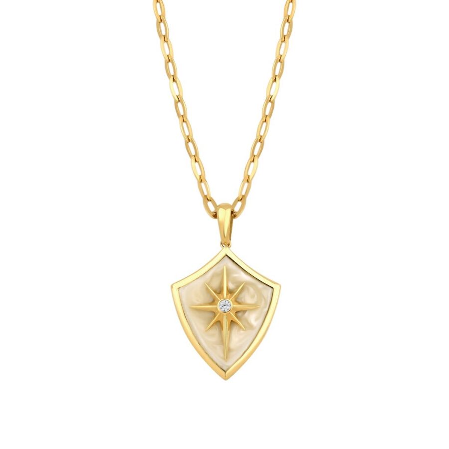 Nordstern-Emaille-Halskette aus Gold