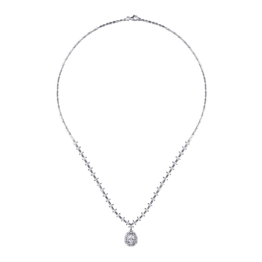 Design-Collier mit Reihensteinen aus Gold