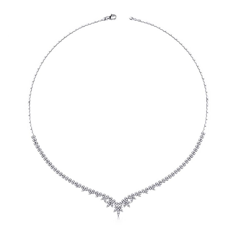 Tennis-Halskette mit Blumenmotiv aus Gold