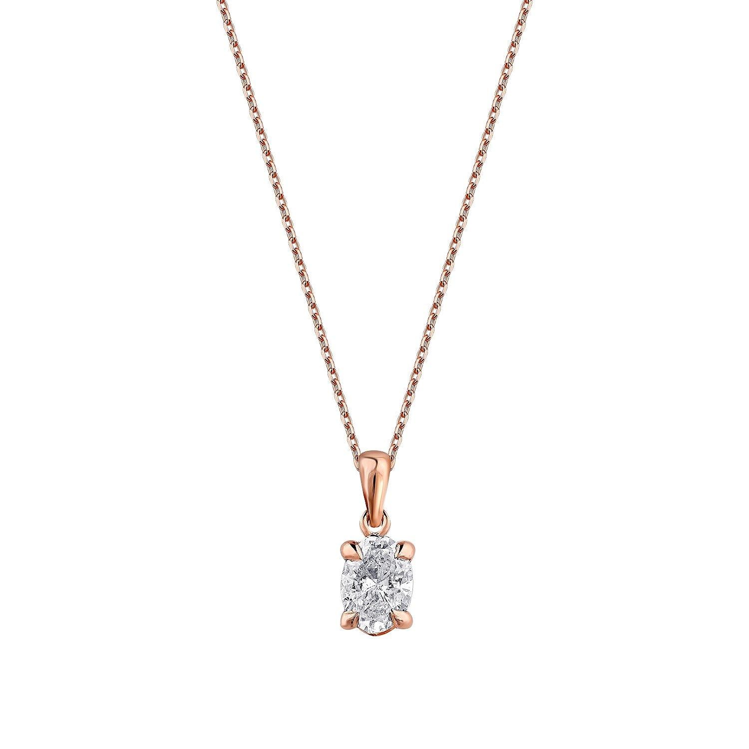 0,50 ct. Oval-Solitär-Diamant-Halskette