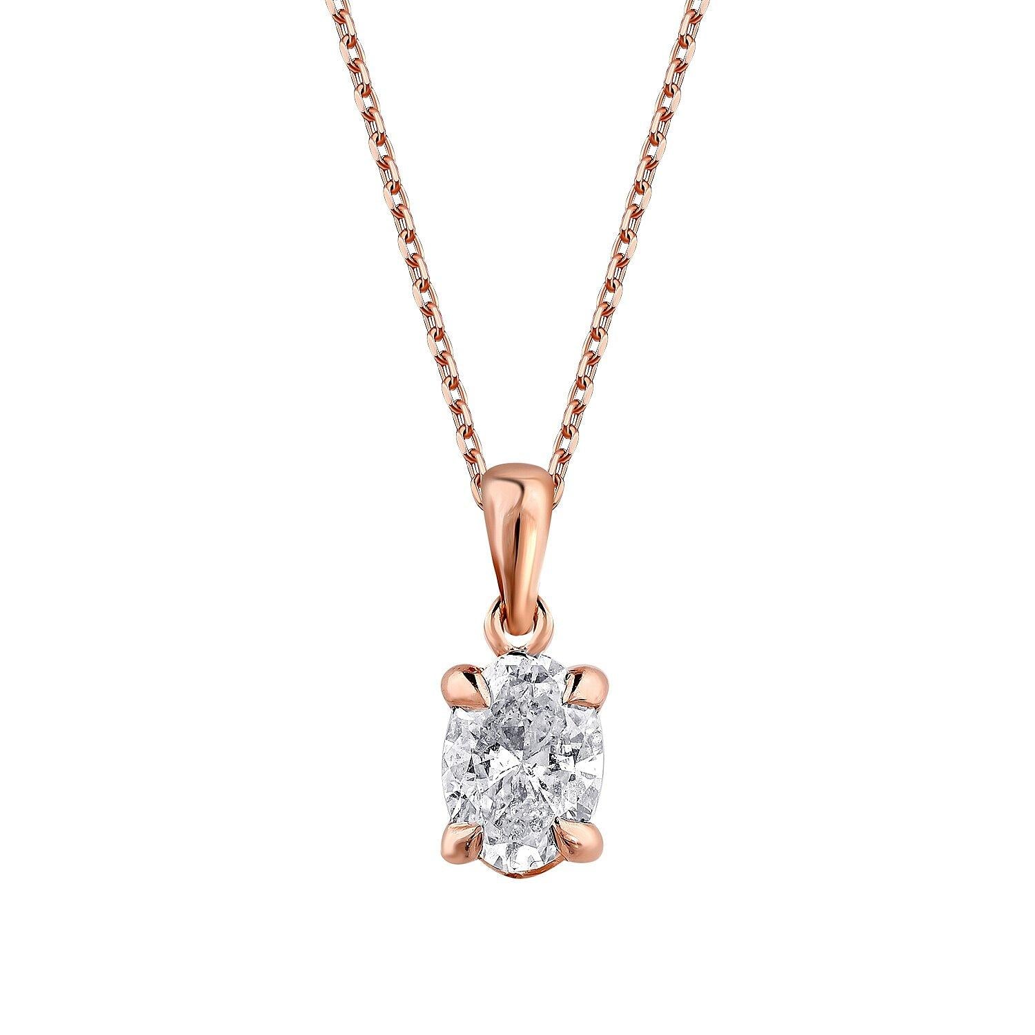 0,50 ct. Oval-Solitär-Diamant-Halskette