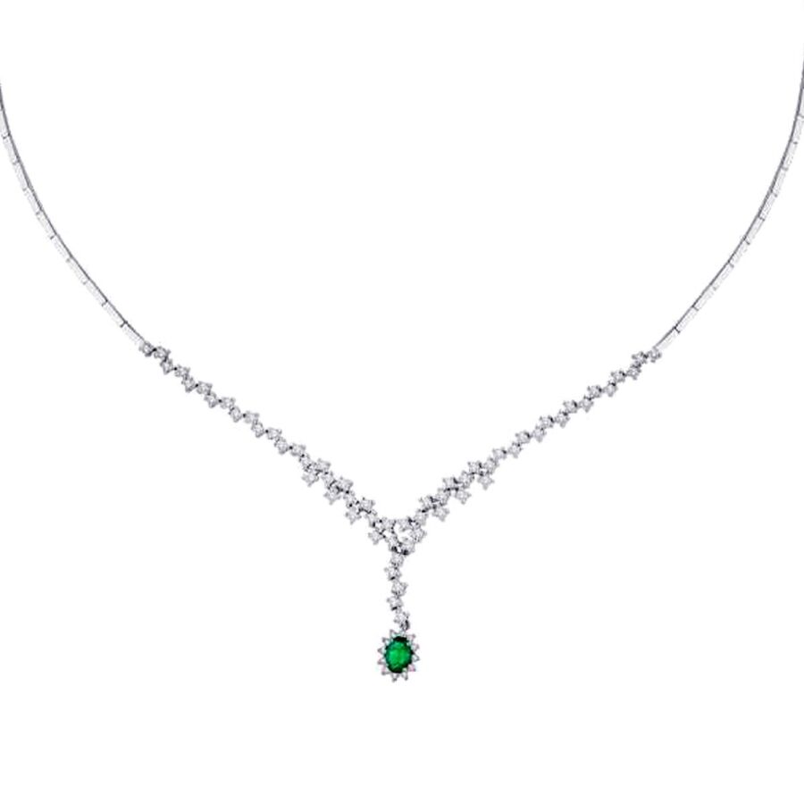 1.83 ct. Diamant Smaragd Halskette