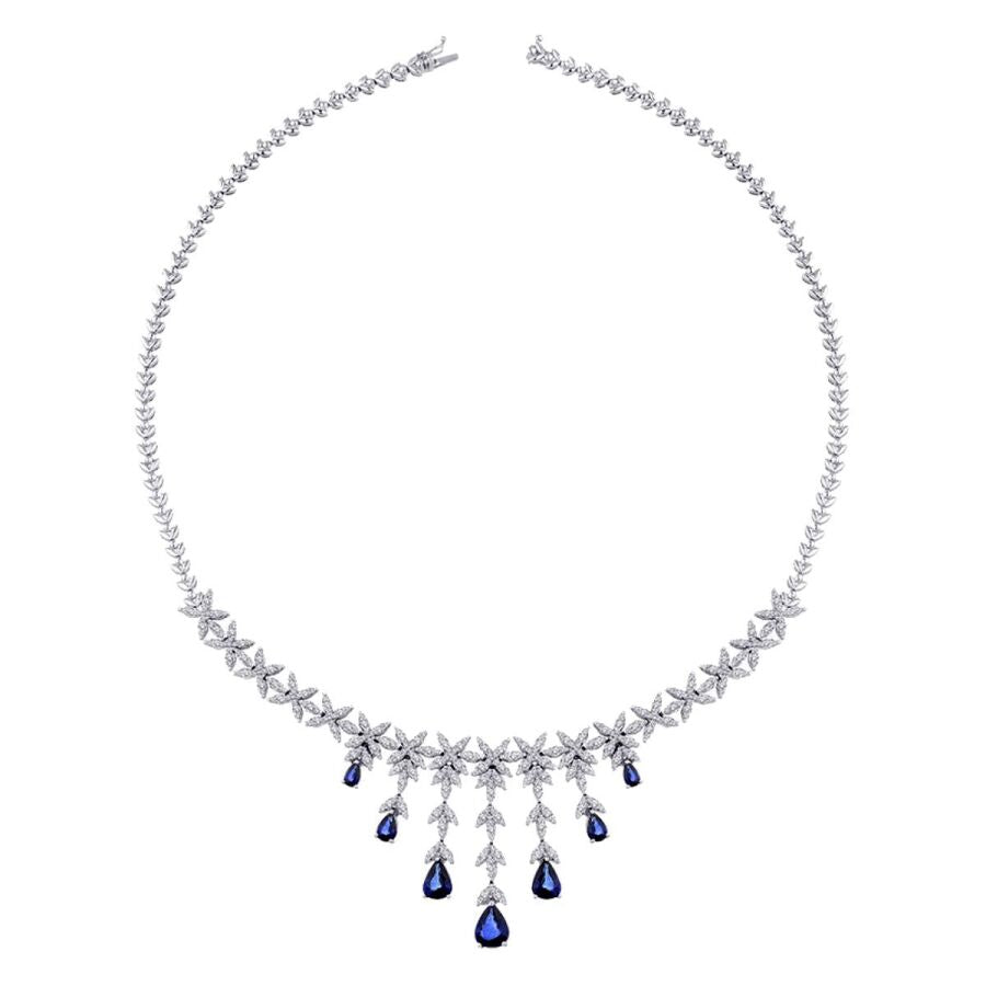 9.87 ct. Diamant Saphir Halskette