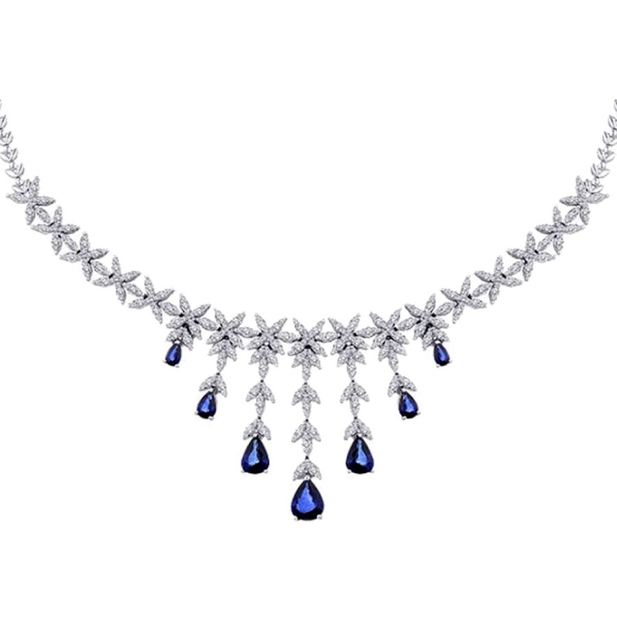 9.87 ct. Diamant Saphir Halskette