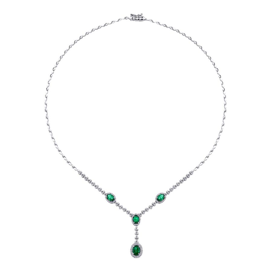 2.84 ct. Diamant Smaragd Halskette