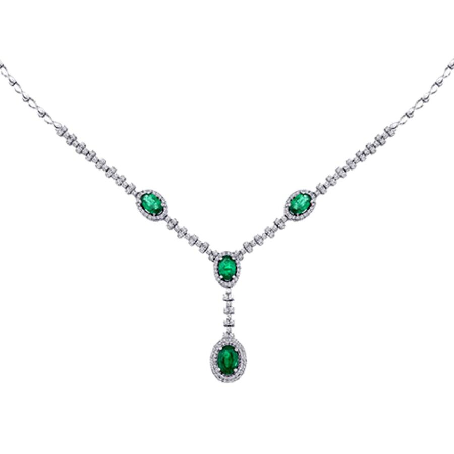 2.84 ct. Diamant Smaragd Halskette