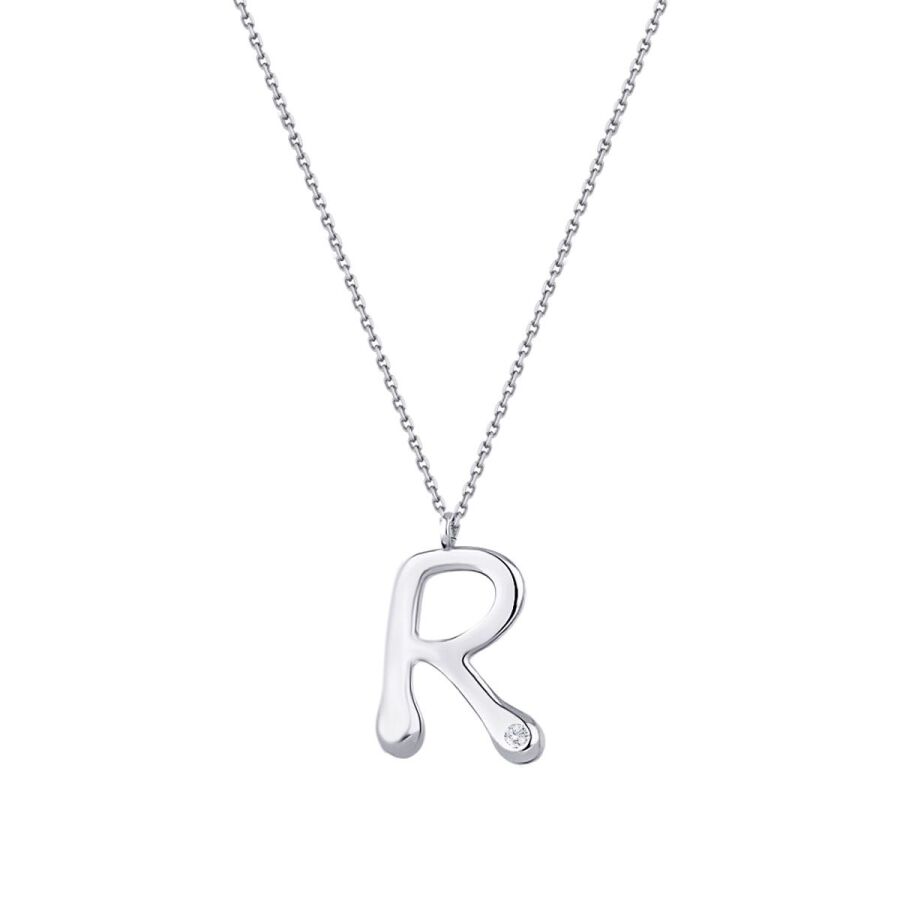 0,02 ct. Diamant Halskette Buchstabe R