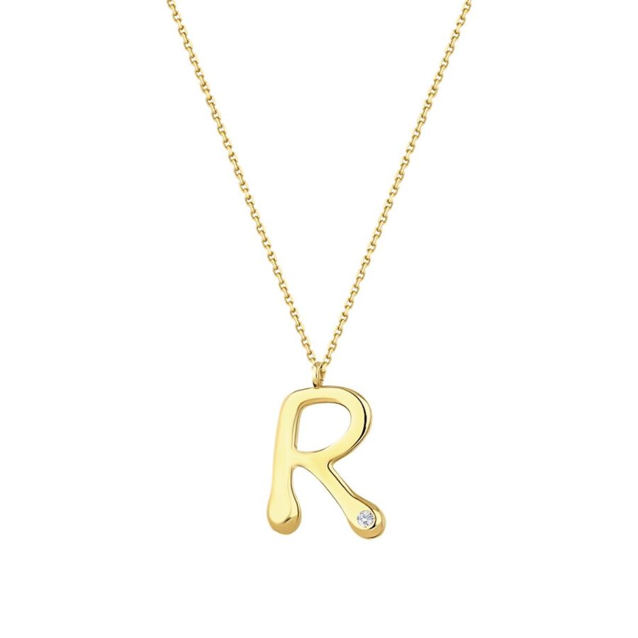 0.02 ct. Diamant R-Buchstabe Halskette