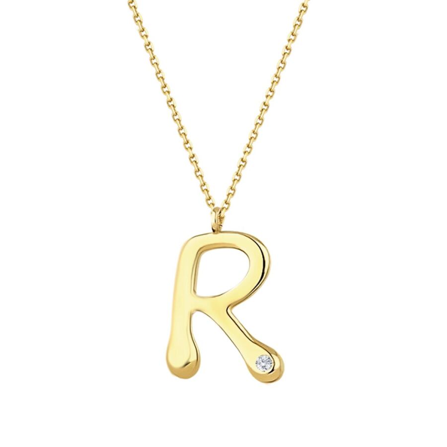 0.02 ct. Diamant R-Buchstabe Halskette