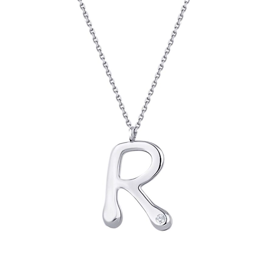 0,02 ct. Diamant Halskette Buchstabe R