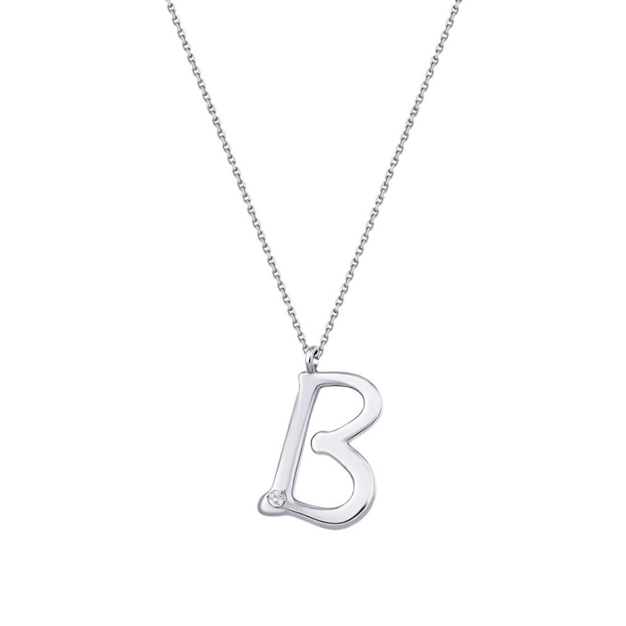 0,02 ct. Diamant Halskette Buchstabe B