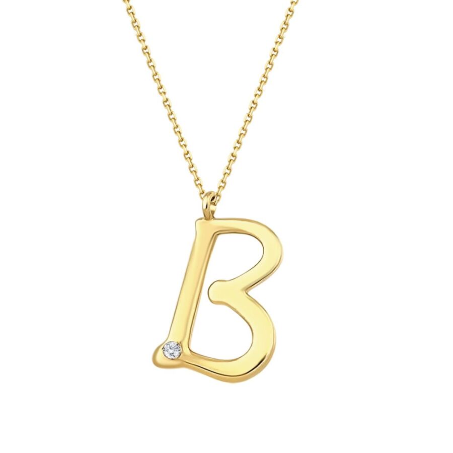 0.02 ct. Diamant B-Buchstabe Halskette