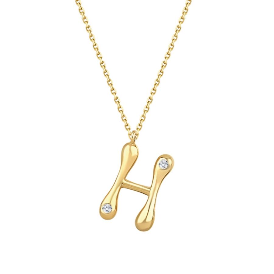 0,04 ct. Diamant Halskette Buchstabe H