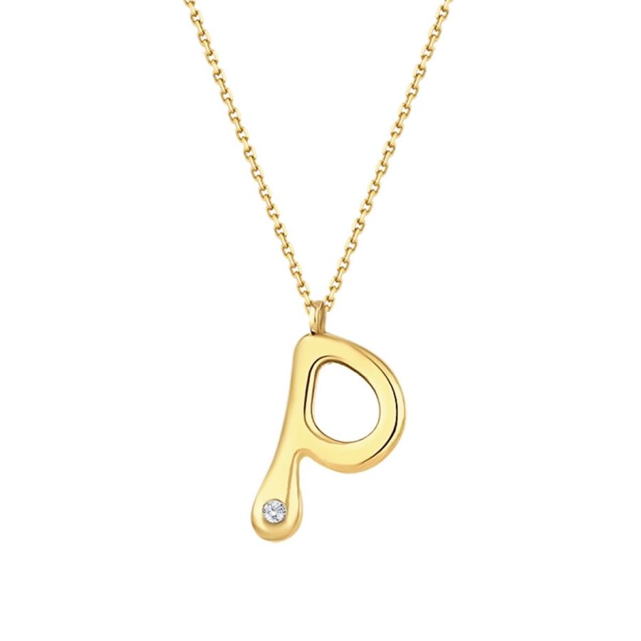 0.02 ct. Diamant P-Buchstabe Halskette