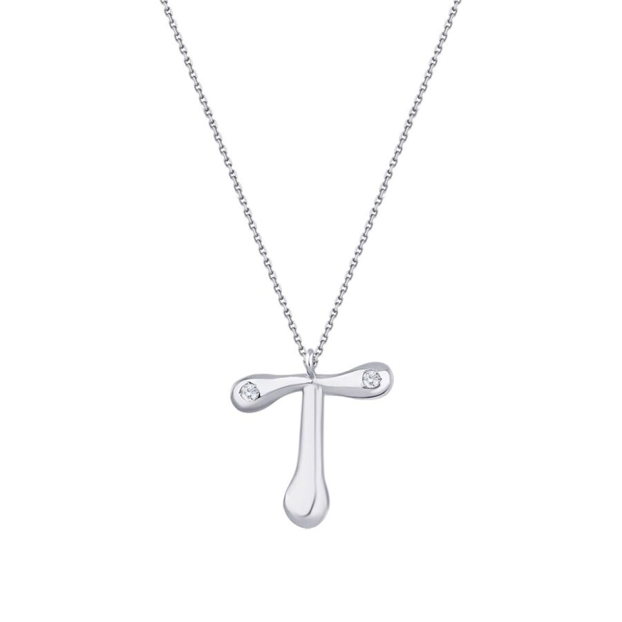 0,04 ct. Diamant Halskette Buchstabe T