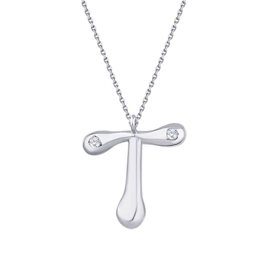 0,04 ct. Diamant Halskette Buchstabe T