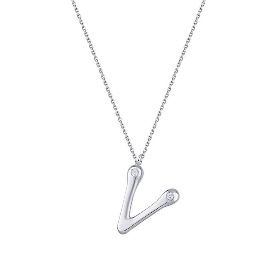 0,04 ct. Diamant Halskette Buchstabe V