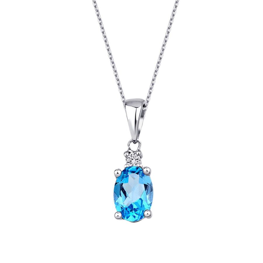 0,93 ct. Diamant Blauer Topas Halskette