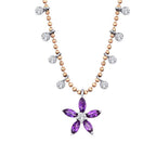 0,57 ct. Diamant Amethyst Blume Halskette