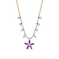 0,57 ct. Diamant Amethyst Blume Halskette