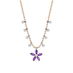 0,57 ct. Diamant Amethyst Blume Halskette
