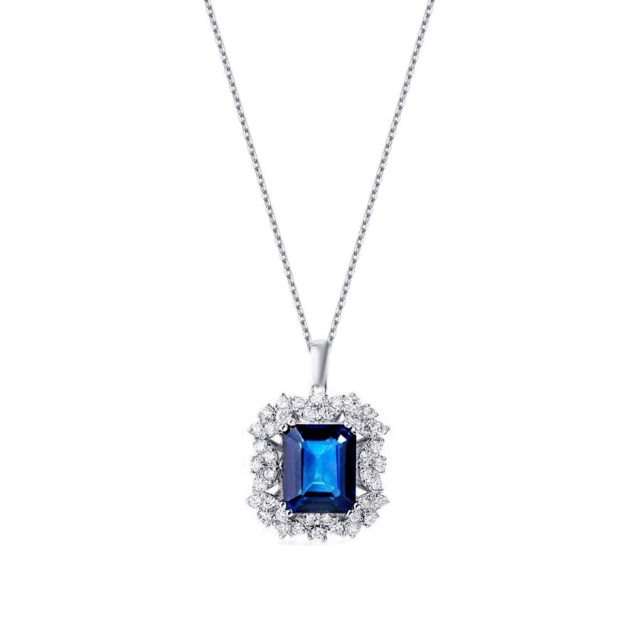 6.04 ct. Diamant Saphir Halskette