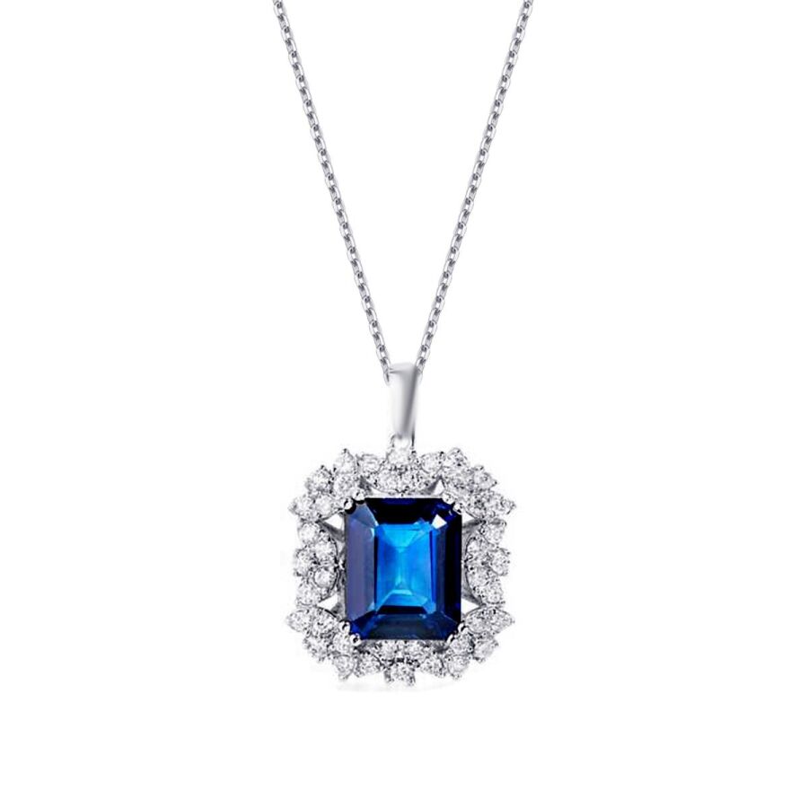 6.04 ct. Diamant Saphir Halskette