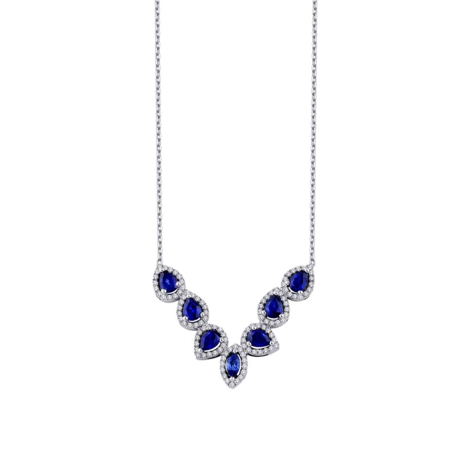 1.78 ct. Diamant Tropfen Saphir Halskette