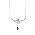0,86 ct. Diamant Blumen Saphir Halskette