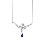 0,86 ct. Diamant Blumen Saphir Halskette
