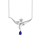 0,86 ct. Diamant Blumen Saphir Halskette