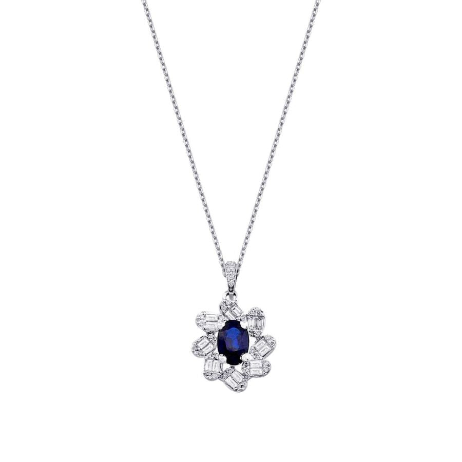 1.47 ct. Diamant Baguette Saphir Halskette