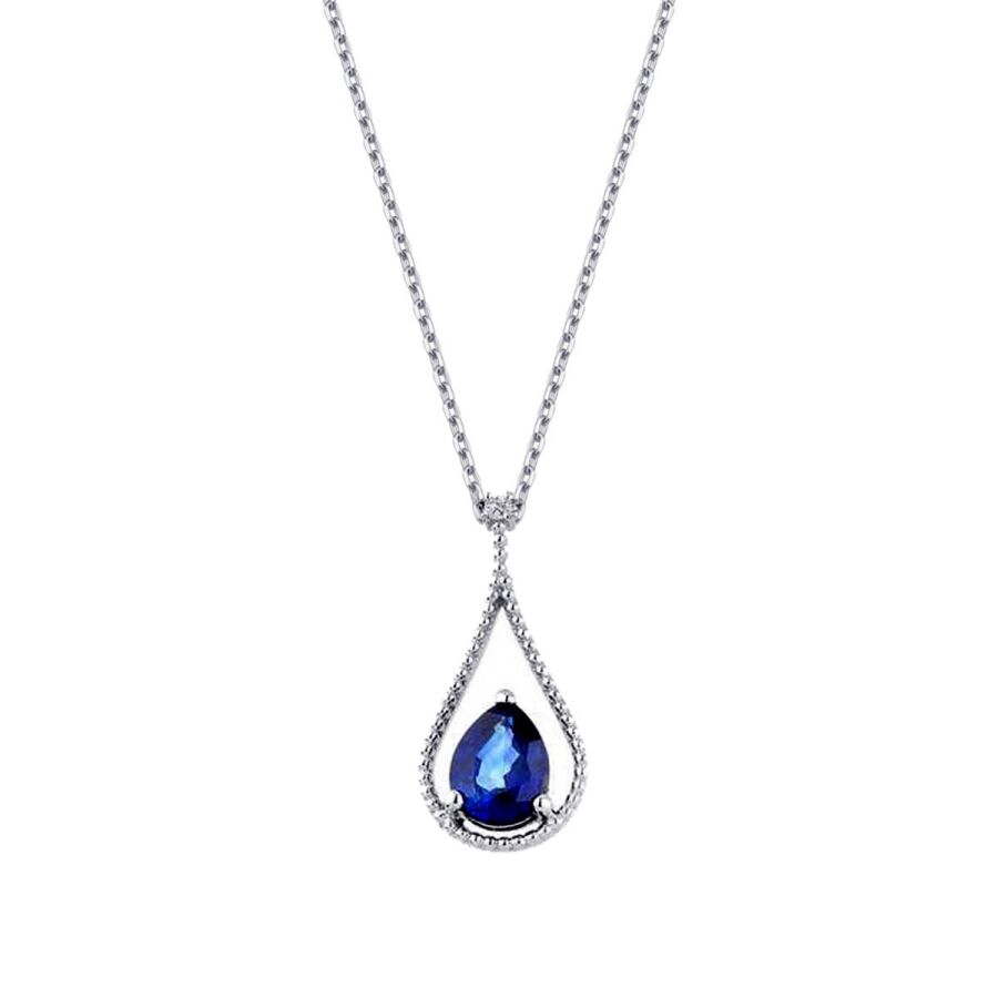 1.98 ct. Diamant Tropfen Saphir Halskette