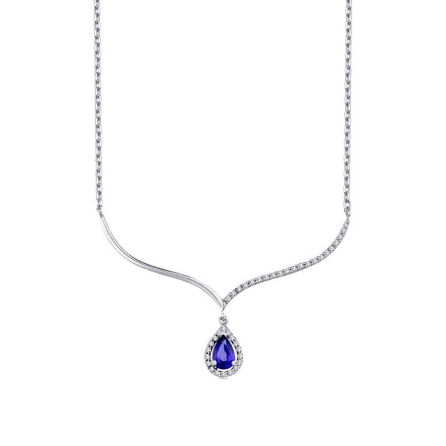 0.78 ct. Diamant Tropfen Saphir Halskette