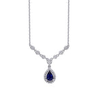 0,67 ct. Diamant Tropfen Saphir Halskette