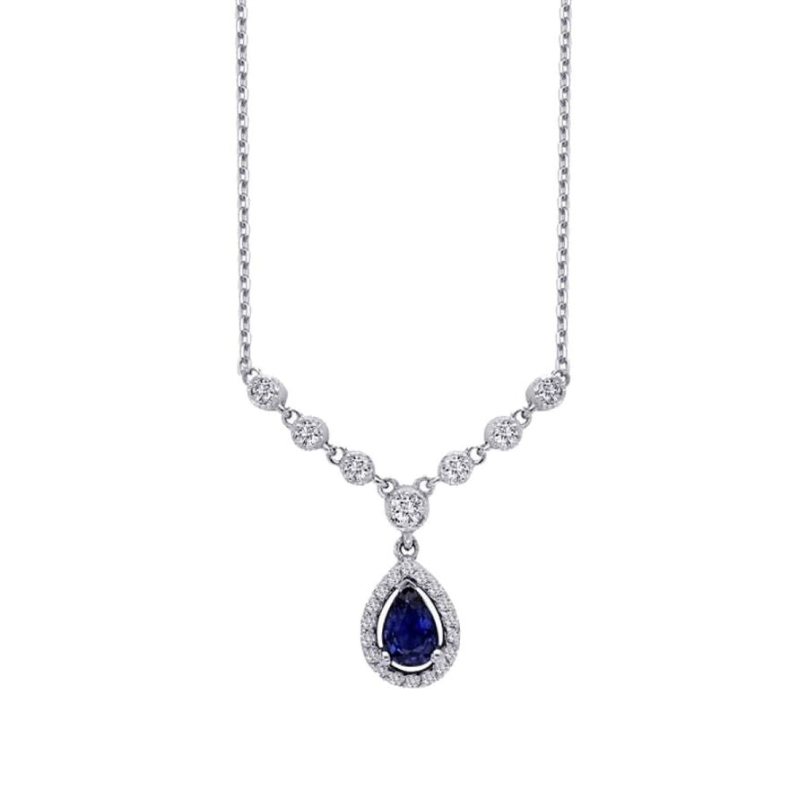 0.67 ct. Diamant Tropfen Saphir Halskette