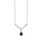 0,67 ct. Diamant Tropfen Saphir Halskette
