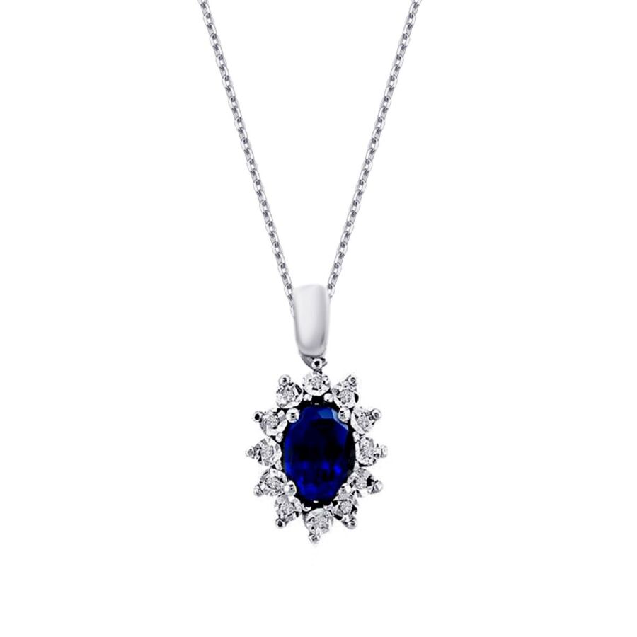 0,52 ct. Diamant Saphir Halskette