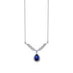 1,06 ct. Diamant Tropfen Saphir Halskette