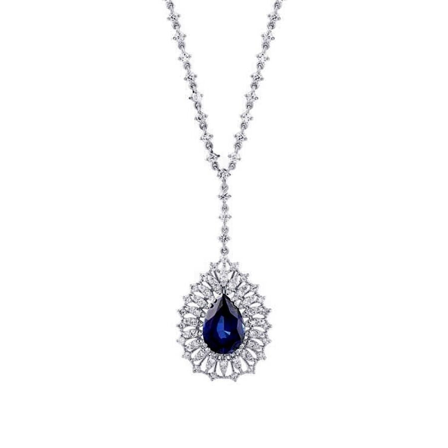 5.24 ct. Diamant Tropfen Saphir Halskette