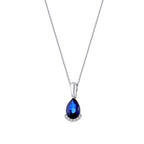 0,69 ct. Diamant Tropfen Saphir Halskette
