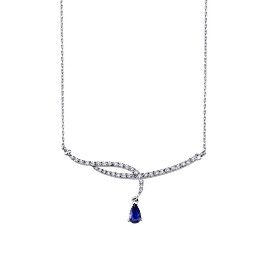 0.79 ct. Diamant Tropfen Saphir Halskette